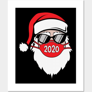 Santa Wearing Face Mask and Glasses Funny Quarantined Christmas Gift Posters and Art